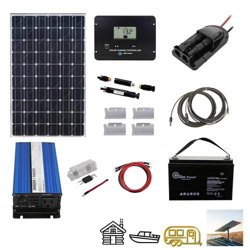 Aims Power, ECSTARLING, Solar 190 Watt, Inverter 300 Watt & 1.28 kWh Battery | Complete Solar Power Kit for Satellite & Small Devices